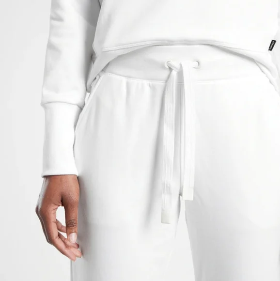 Athleta Women's Athleisure Fleece Cotton Blend Triumph Jogger in Brilliant White - Picture 3 of 7